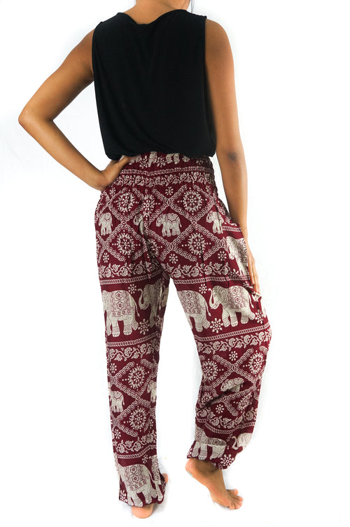 Borgogna ELEPHANT Pantaloni Donna Pantaloni Boho Pantaloni Hippie Yoga