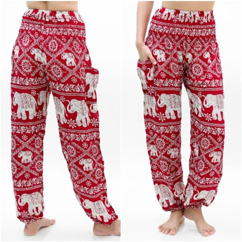 Borgogna ELEPHANT Pantaloni Donna Pantaloni Boho Pantaloni Hippie Yoga