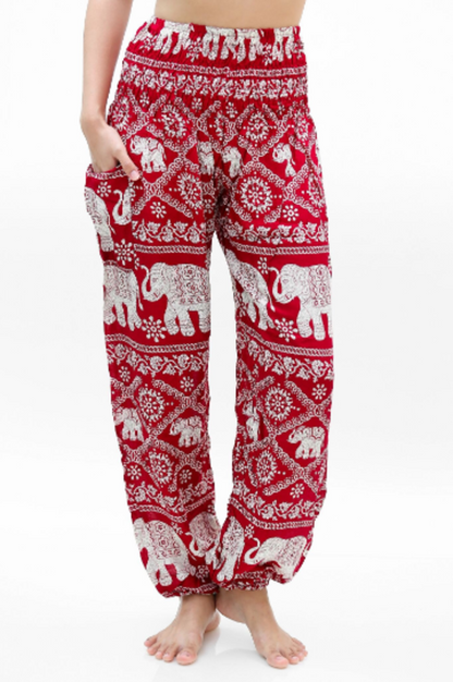 Borgogna ELEPHANT Pantaloni Donna Pantaloni Boho Pantaloni Hippie Yoga