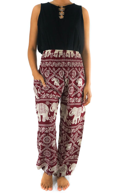 Borgogna ELEPHANT Pantaloni Donna Pantaloni Boho Pantaloni Hippie Yoga